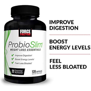 FORCE FACTOR Probioslim Weight Loss Essentials Complete Daily Digestive Health and Weight Loss Probiotic Supplement 120 Capsules
