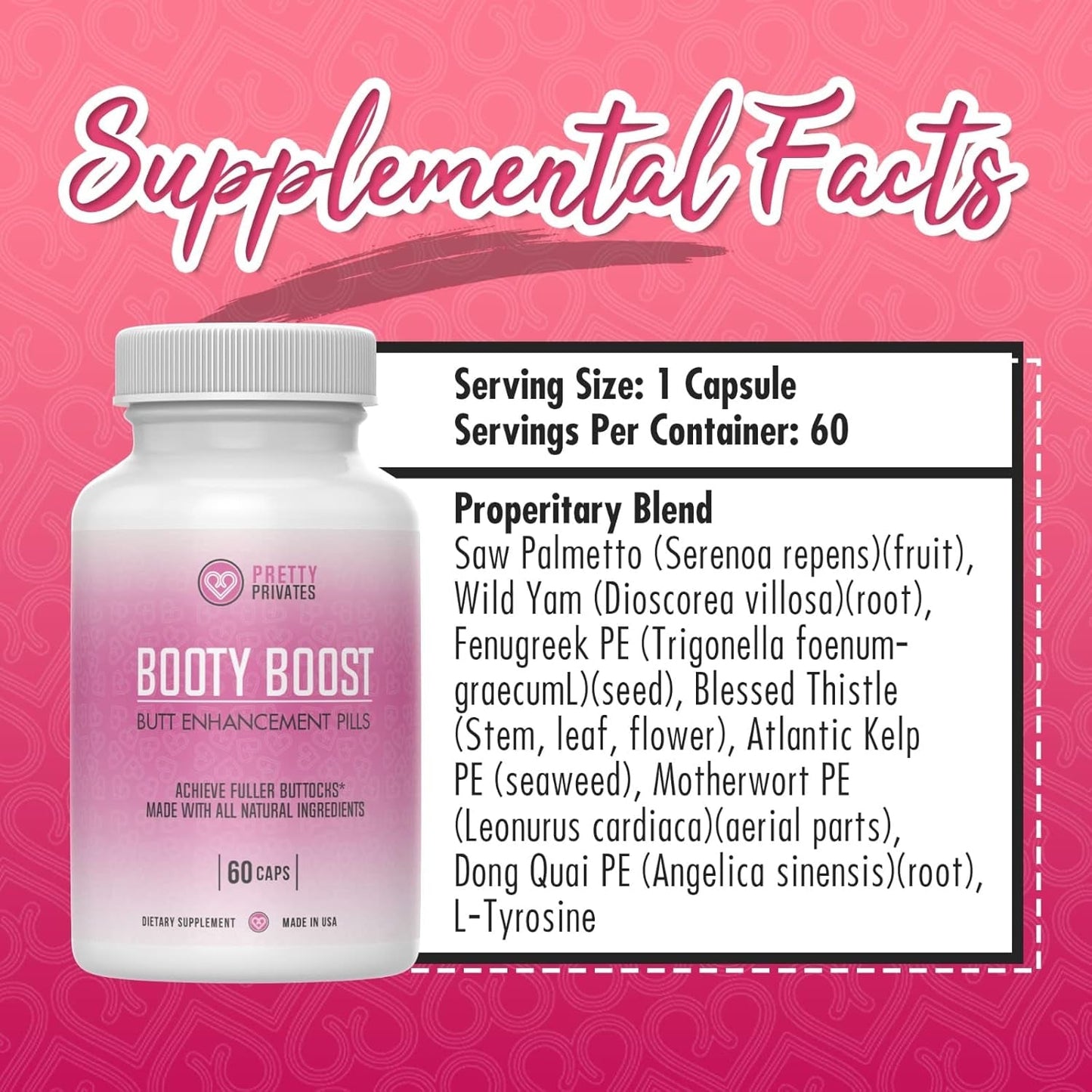 Pretty Privates Premium Butt Enhancement Pills - 60 Ct