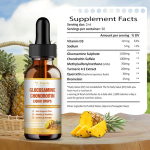 Glucosamine Chondroitin MSM Liquid Drops for Joint Health Vegan Supplements