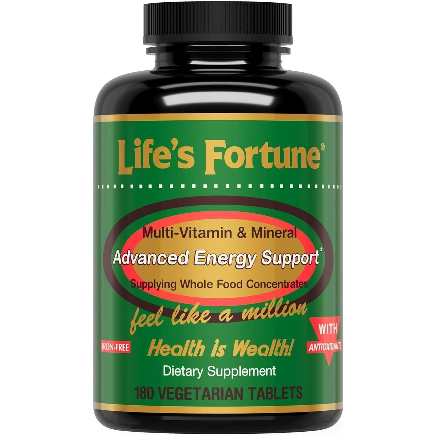 Life'S Fortune Multivitamin All Natural Energy Source Supplying Whole Food Concentrates, Antioxidants, Amino Acids, Enzymes, Trace Minerals & More (180 Count)