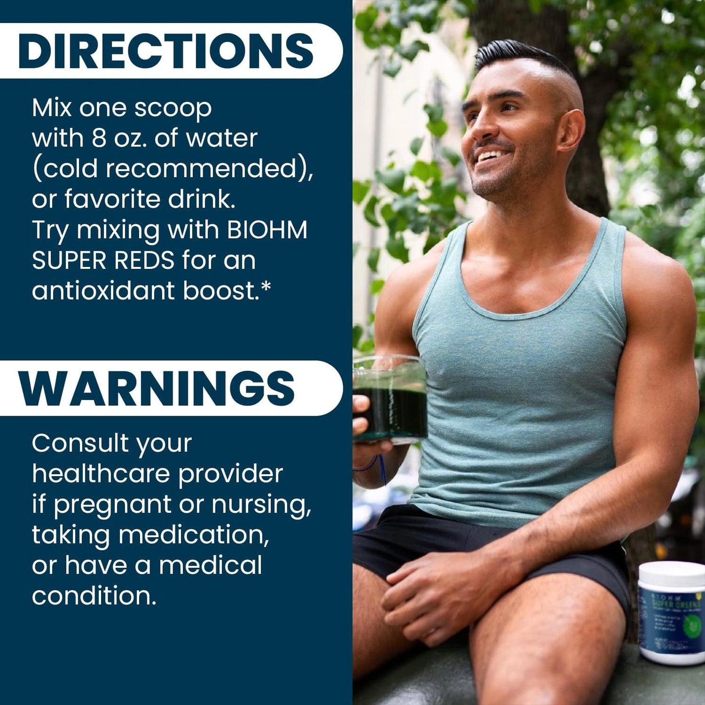 BIOHM Super Greens, Antioxidant Veggie Powder & Smoothie Mix (8.5 Oz, 30 Servings)