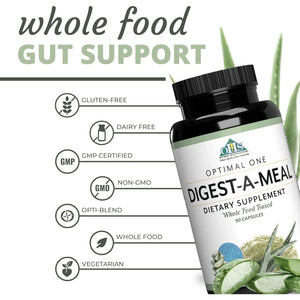 Optimal Health Systems Digest-A-Meal | Bloating, Acid Reflux, & Indigestion Relief + Aloe Vera Leaf - 90 Capsules