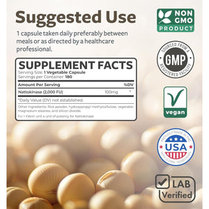 Healths Harmony - Powerful Nattokinase Supplement Made from Naturally Fermented Soybeans 2000 FU - 180 Vegan Natto Capsules