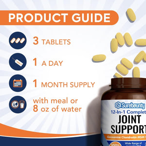 Joint Support, Glucosamine Chondroitin MSM with Turmeric & Boswellia, No Shellfish, Joint Flexibility & Comfort, Non-Gmo, 90 Tablets