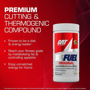 GAT SPORT Jetfuel Original - Weight Loss Supplement, Energy Booster, Fat Burner, Appetite Suppressant (144 Capsules).