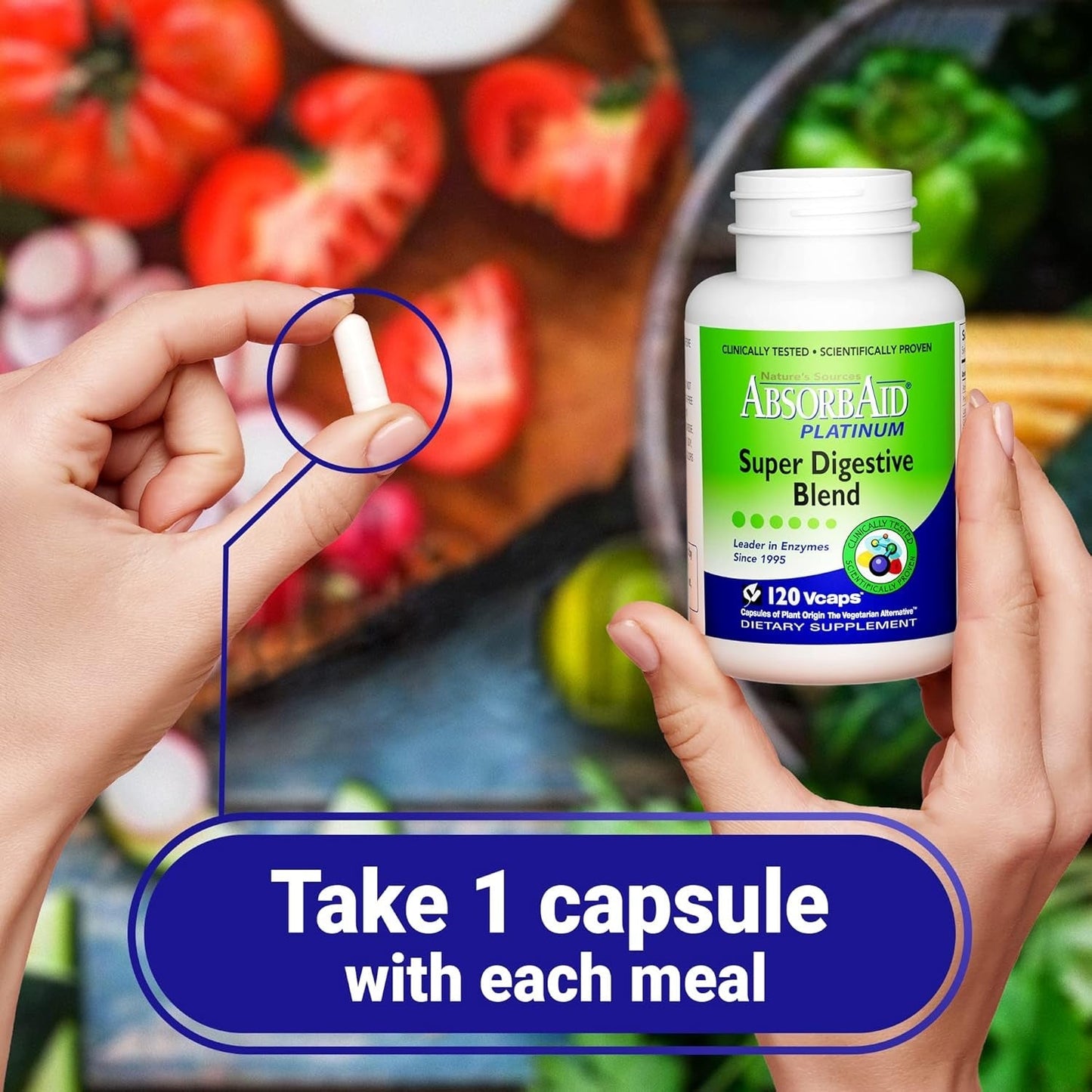 Absorbaid Platinum Digestive Enzyme Support 120 Vcaps, 12 Digestive Enzymes plus 2 Probiotics for Maximum Relief