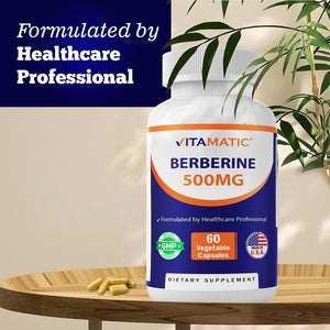 Vitamatic Berberine Supplement 500Mg - 60 Vegetable Capsules - Made in the USA
