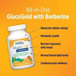 DOCTORS' PREFERRED Glucogold with 1500 Mg of Berberpure Berberine (90 Tablets)