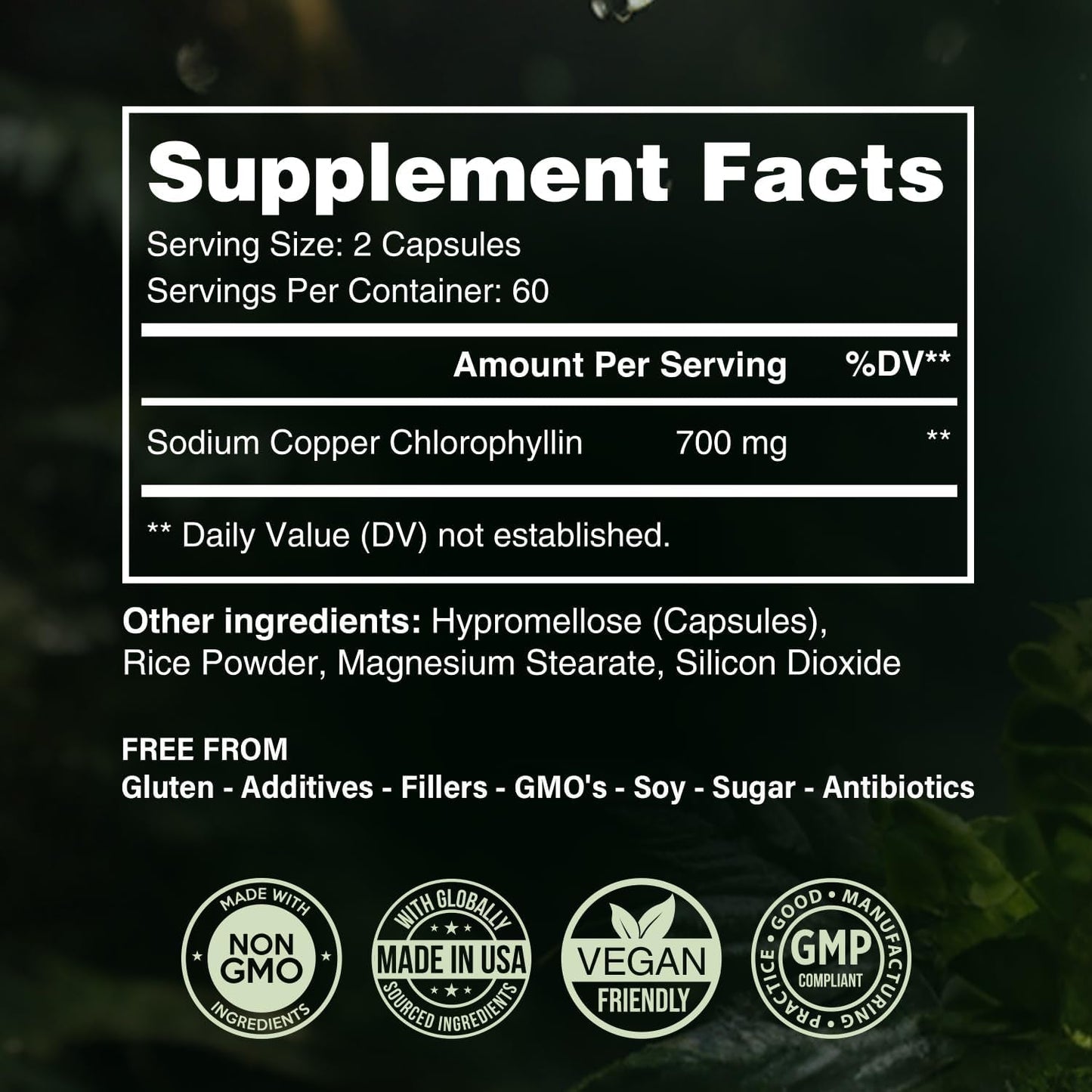Benevolent Chlorophyll Capsules 700Mg - 100% Natural + Ultra Chlorophyll 20X Potency Concentration 120 Capsules