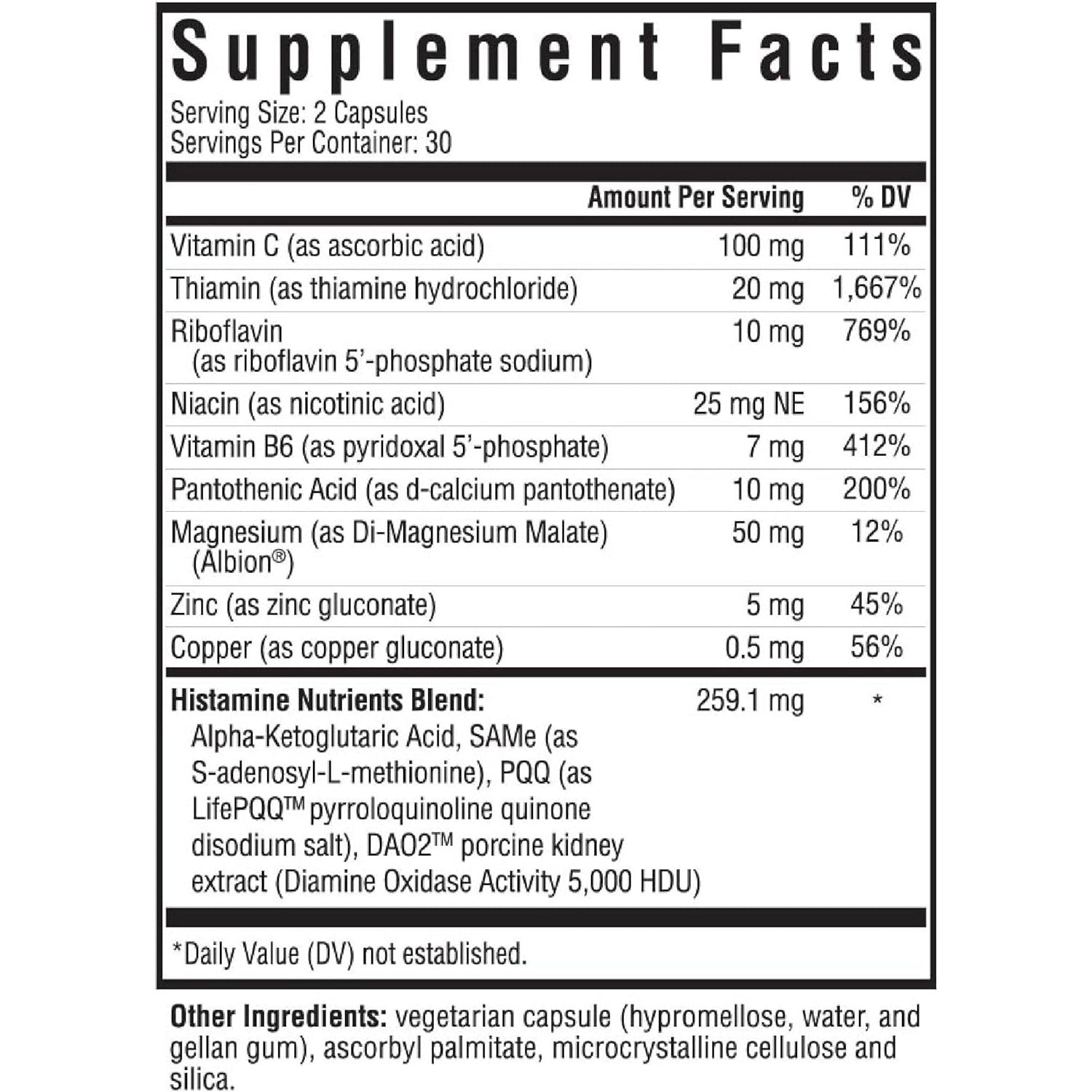 Seeking Health Histamine Nutrients, DAO Enzyme Supplement for Histamine Food Intolerance, Supports GI and Digestive Health (60 Capsules)*