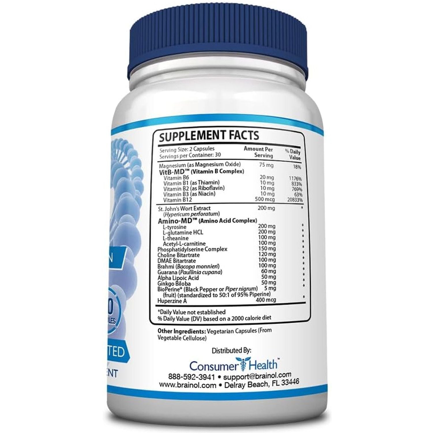 Brainol - Targeted Brain Support Supplement - Vegan-Friendly - 60 Capsules