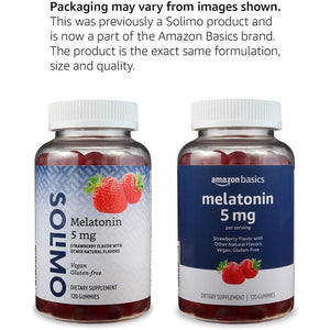 Amazon Basics Melatonin 5Mg, 120 Gummies Strawberry Flavor