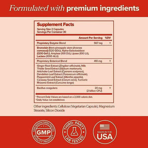 GOGO Bloating & Gas Digestive Relief - Digestive Enzymes for Bloating Relief & Water Retention Reduction 30 Servings