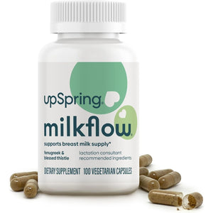Upspring Milkflow Lactation Supplement Capsules for Milk Supply Increase - Lactation Support - 100 Vegan Capsules