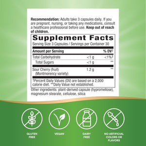 Nature'S Way Tart Cherry Ultra Capsules, Montmorency Cherry, Anthocyanins for Antioxidant Support*, 1,200 Mg 90 Capsules