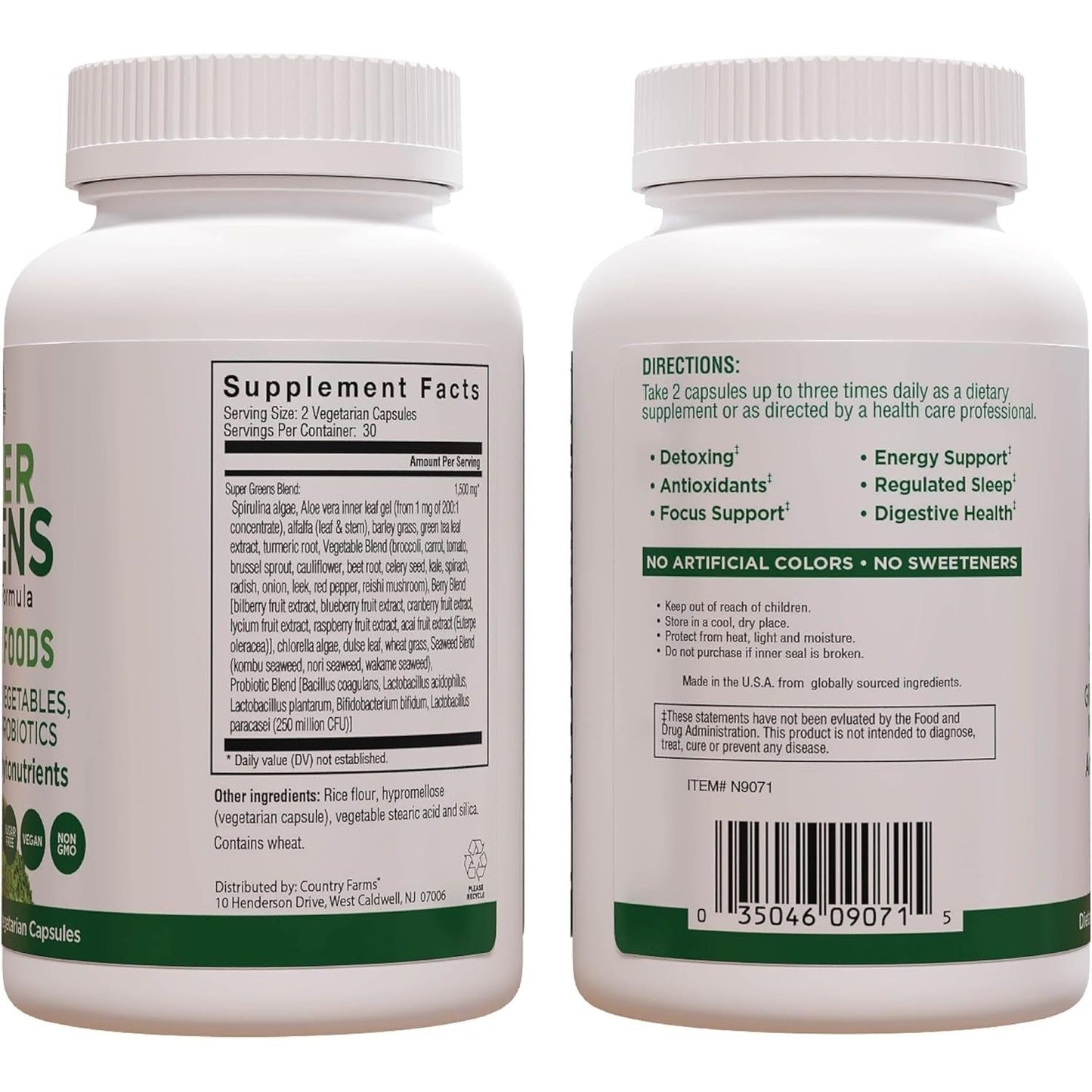 COUNTRY FARMS Super Greens Vegicaps, 32 Super Foods, 60 Count