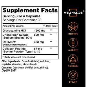 Glucosamine Chondroitin MSM Capsules - FSA/HSA Eligible Joint Support Supplement - 120 Caps