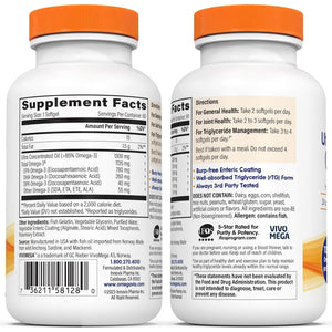 Omegavia Ultra Concentrated Omega 3 Fish Oil Burpless, 60 Softgels, 1135 Mg