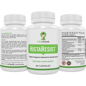 Vitamonk Histamine Blocker for Histamine Intolerance - DAO Enzyme Supplement for Smooth Digestion - 60 Capsules
