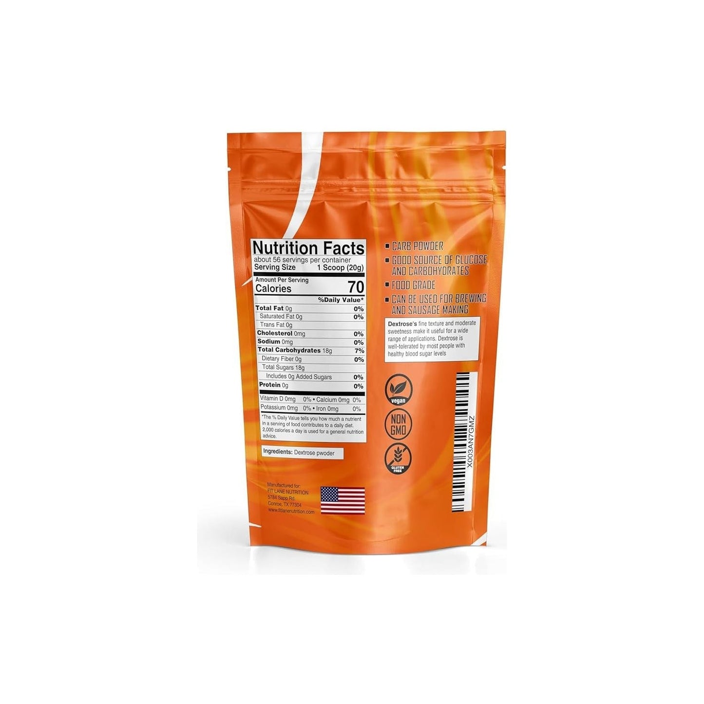 Bulk Dextrose Powder 2.5 Lbs - Pure Carb Ingredient Unflavored - Great for Pre Workout