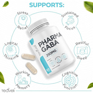 Pharma GABA 250 Mg – Clinically Proven to Support Relaxation, Cognitive Health, Sleep & Focus