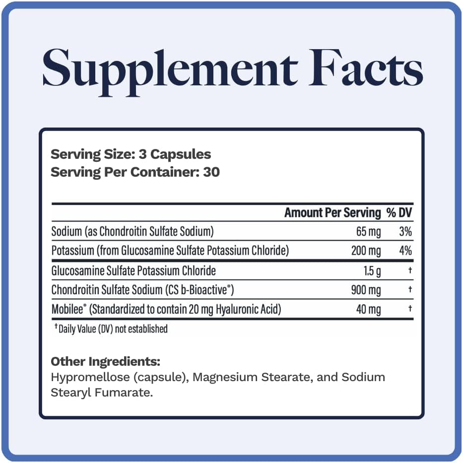Agilen | Joint Support Supplement W/Glucosamine & Chondroitin | Hyaluronic Acid | 90 Capsules | 3Rd Party Tested