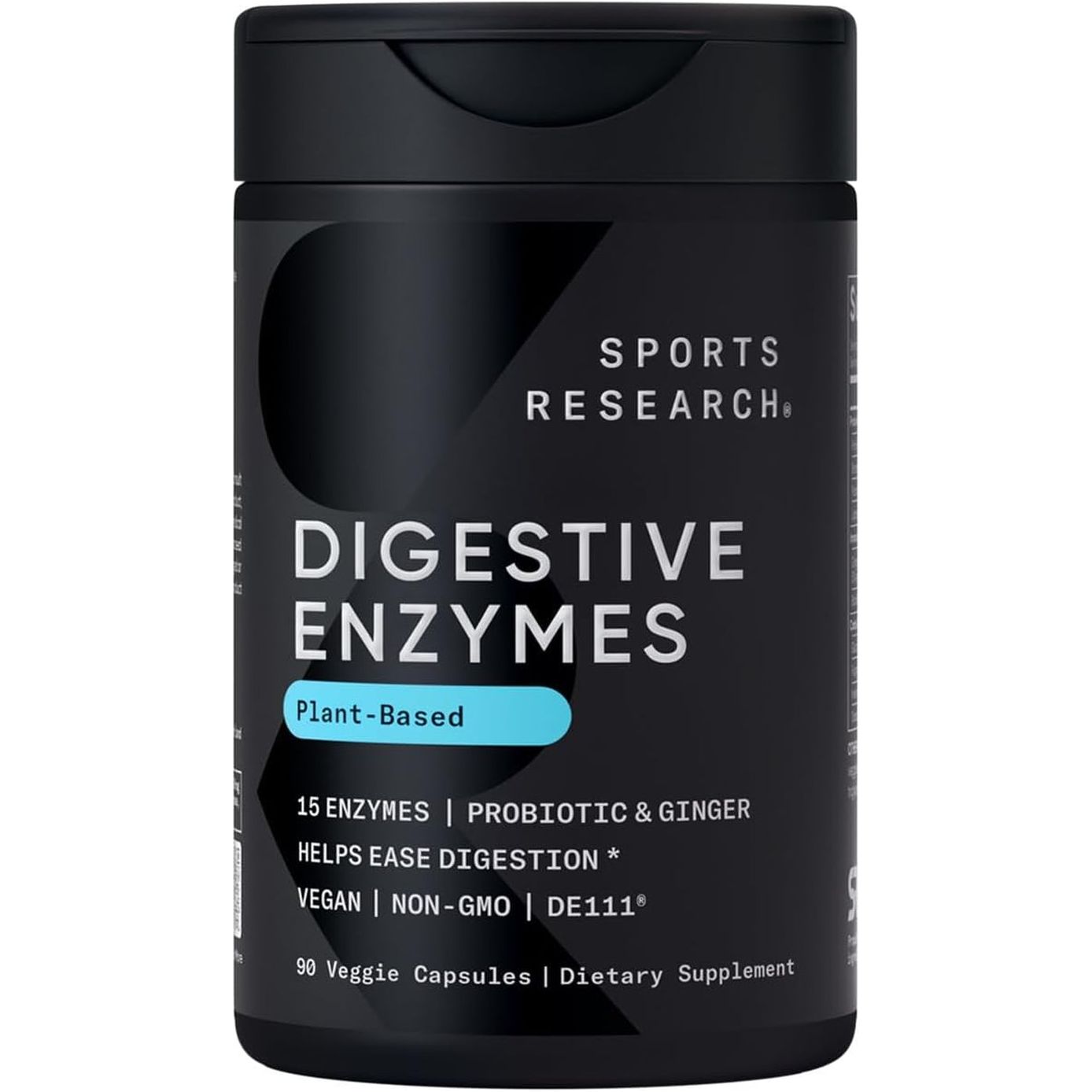 Sports Research Digestive Enzymes with Probiotics & Ginger - Plant Based for Dairy, Protein, Sugar & Carbs (90 Capsules)