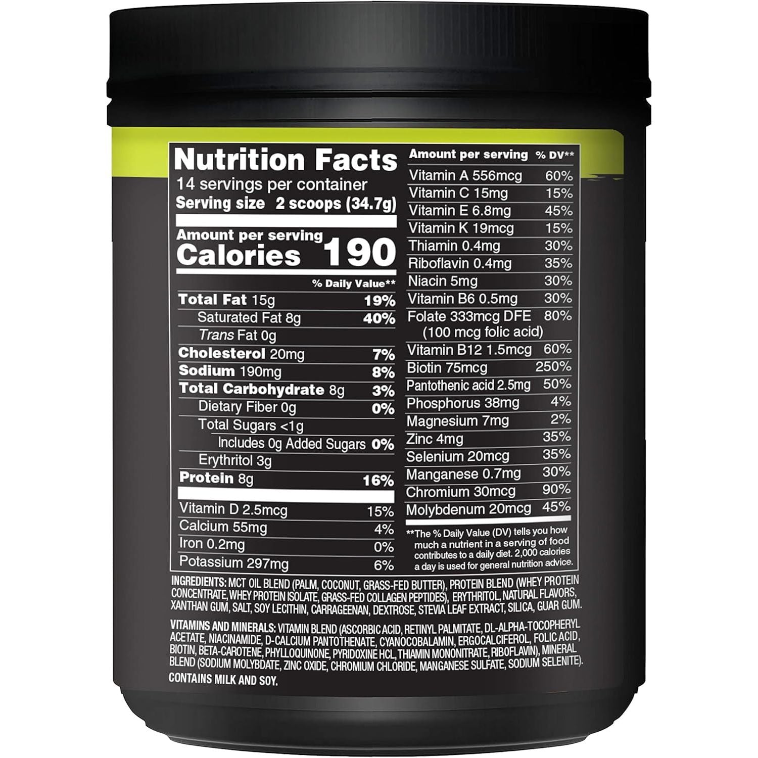 Nature Fuel Keto Meal Replacement Powder - Creamy Vanilla Milkshake - 14 Servings - 17.1 Fl Oz