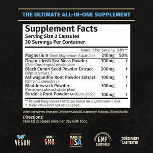 Sea Moss Capsules - Immune Support, Gut Health, Energy, & More - 60 Capsules