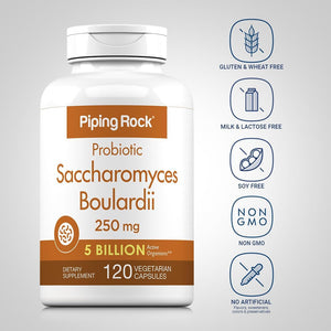 Piping Rock Saccharomyces Boulardii | 5 Billion Cfus | 120 Capsules | Non-Gmo, Gluten Free Supplement