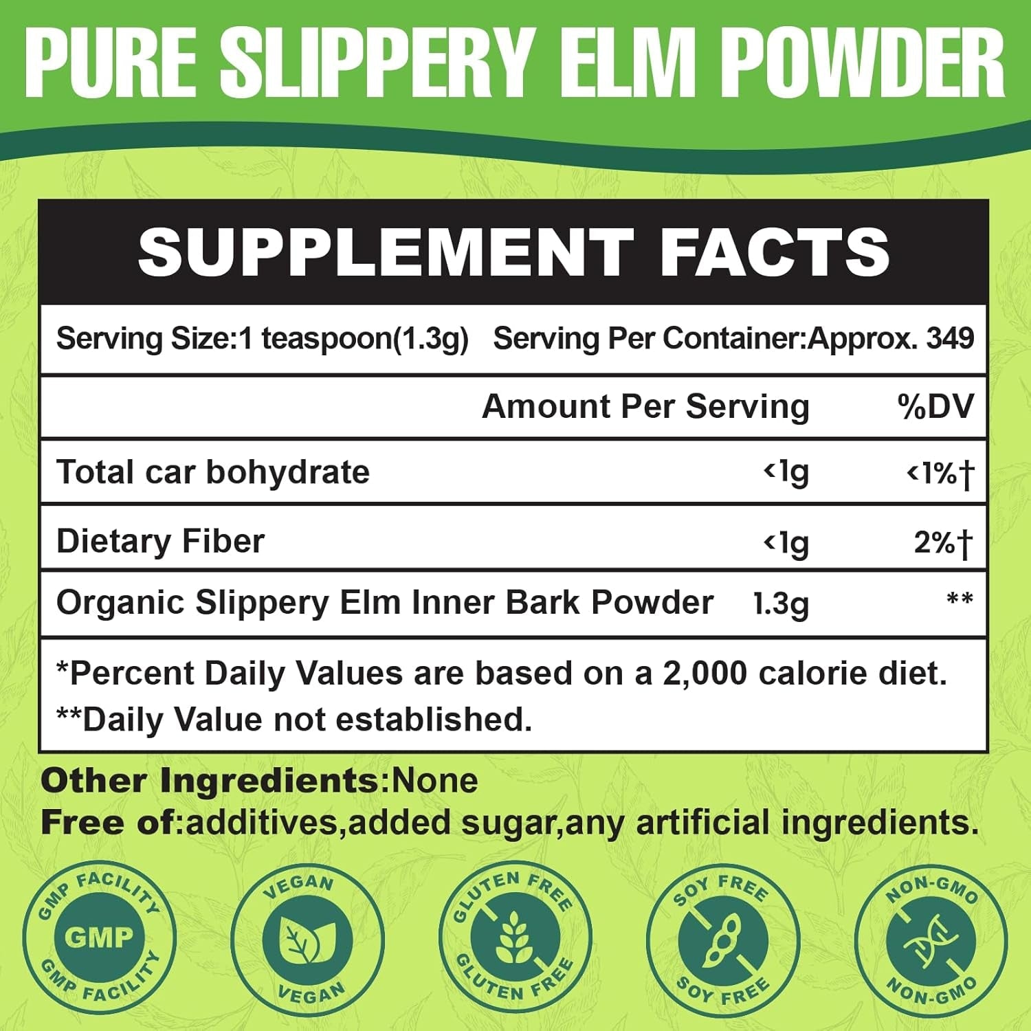Slippery Elm - Natural Herbs Helps Soothe the Throat and Coughing & Digestive, Diarrhea - 1 Lbs (349 Servings)