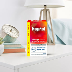 Megared Omega-3 Fish Oil + High Absorption Krill Oil 500Mg Softgels (80 Count)