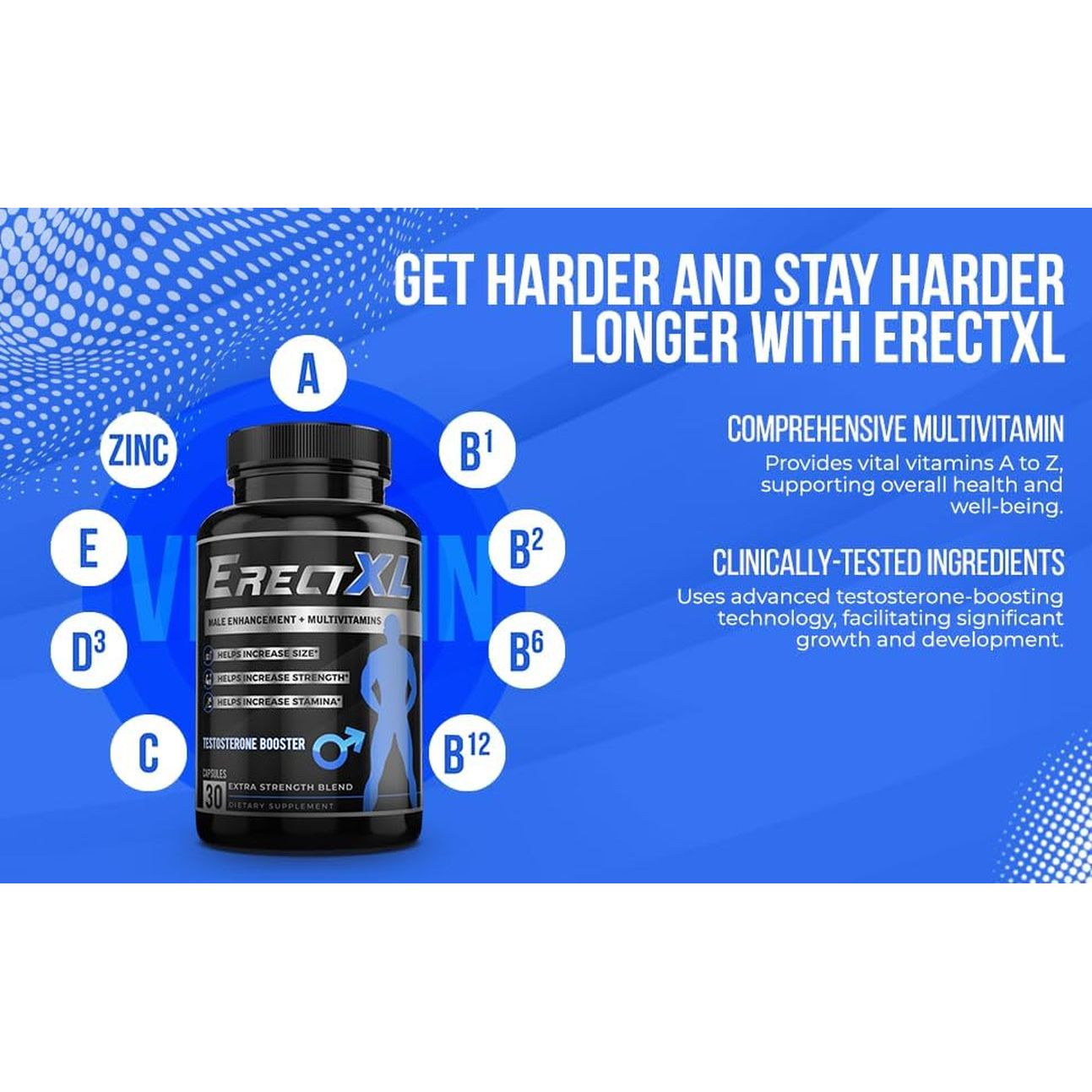 Erectxl Male Enhancement + MULTIVITAMIN - Increase Erection Size, Strength, Stamina