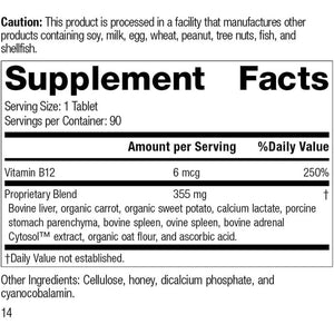 Standard Process Cataplex B12 - Supports Blood Health, Folic Acid Metabolism, and General Health with Oat Flour and More - 90 Tablets