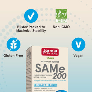 Jarrow Formulas® Same 200 Mg, Supports Joint Health, Liver Function, Brain Metabolism, 60 Tablets