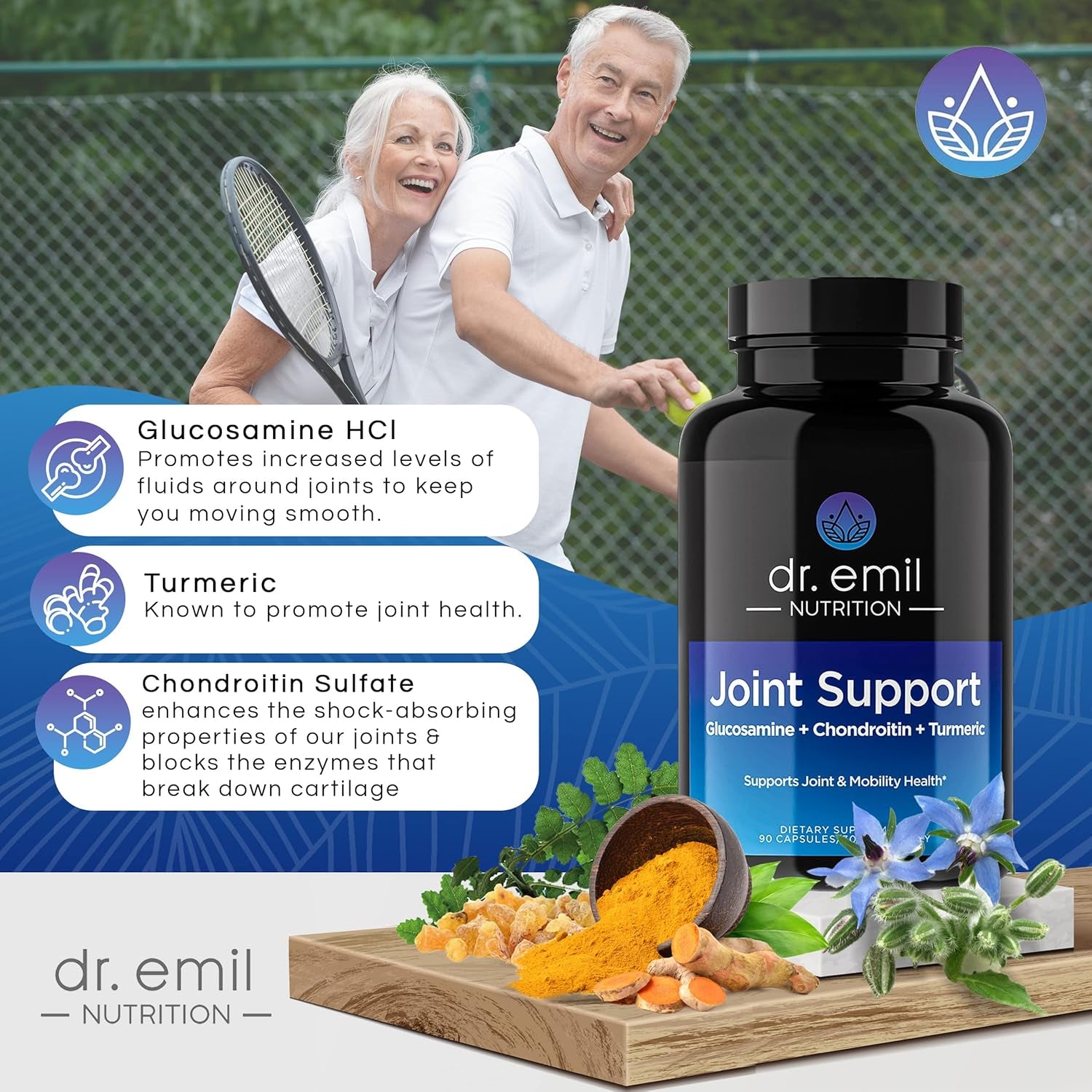 DR. EMIL NUTRITION Joint Aid Supplement with Glucosamine Chondroitin, MSM & Turmeric (60 Capsules)