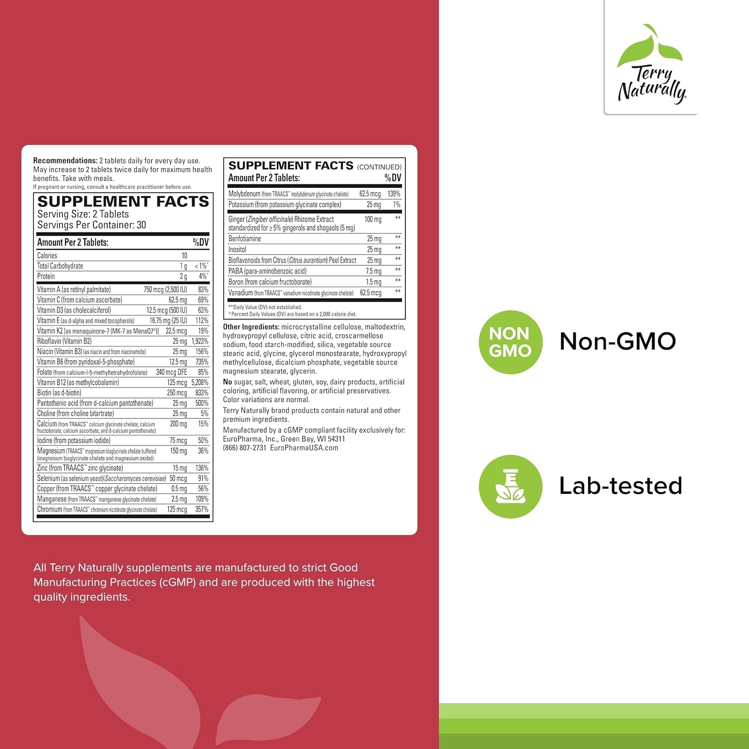 Terry Naturally Clinical Essentials - Multivitamin & Mineral Supplement 30 Servings