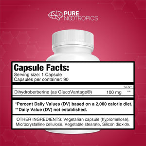 Dihydroberberine Supplement (Glucovantage) 100 Mg, 90 Capsules | Super Berberine