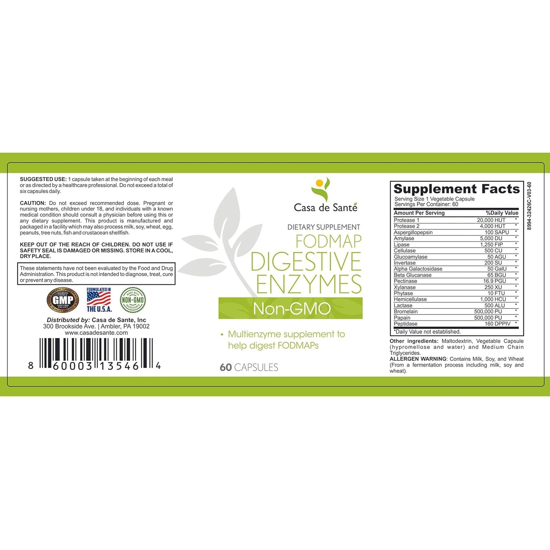 FODMAP Digestive Enzymes Certified| GLP1 IBS SIBO Food Intolerance Malabsorption Support