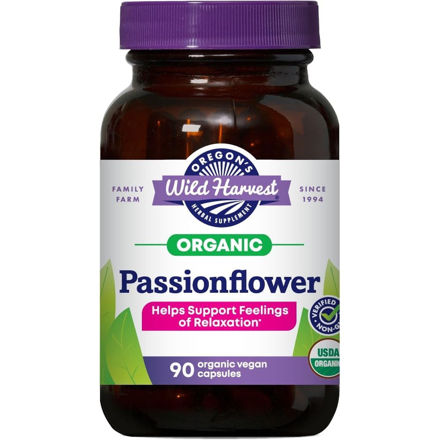 Oregon'S Wild Harvest Passion Flower Organic Vegan Capsules, 90 Count