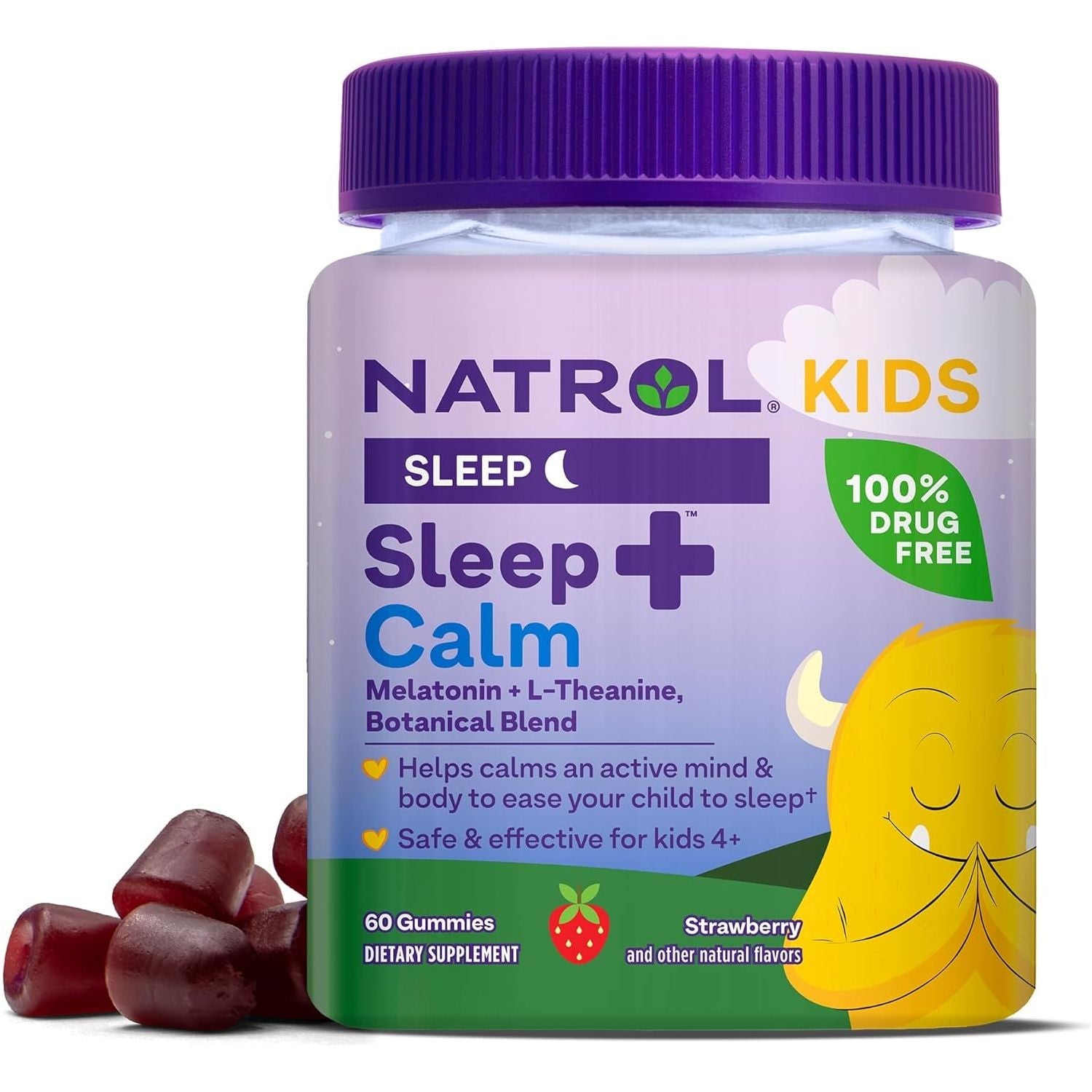 Natrol Kids Sleep+ Calm Melatonin and L-Theanine 60 Melatonin Gummies 60 Day Supply