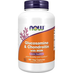 NOW Foods Supplements, Glucosamine & Chondroitin with MSM, Joint Health, Mobility and Comfort*, 180 Veg Capsules