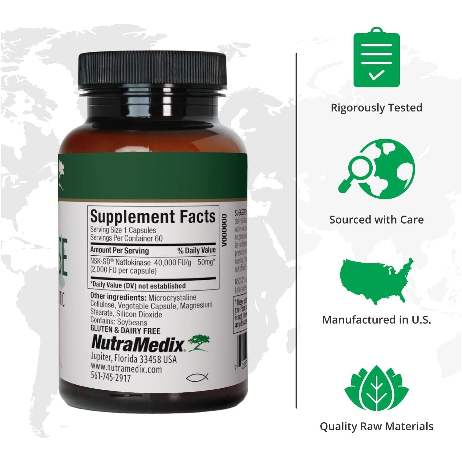 Nutramedix Nattokinase Supplement -2000 FU- to Support Heart Health and Healthy Circulation - (60 Capsules)