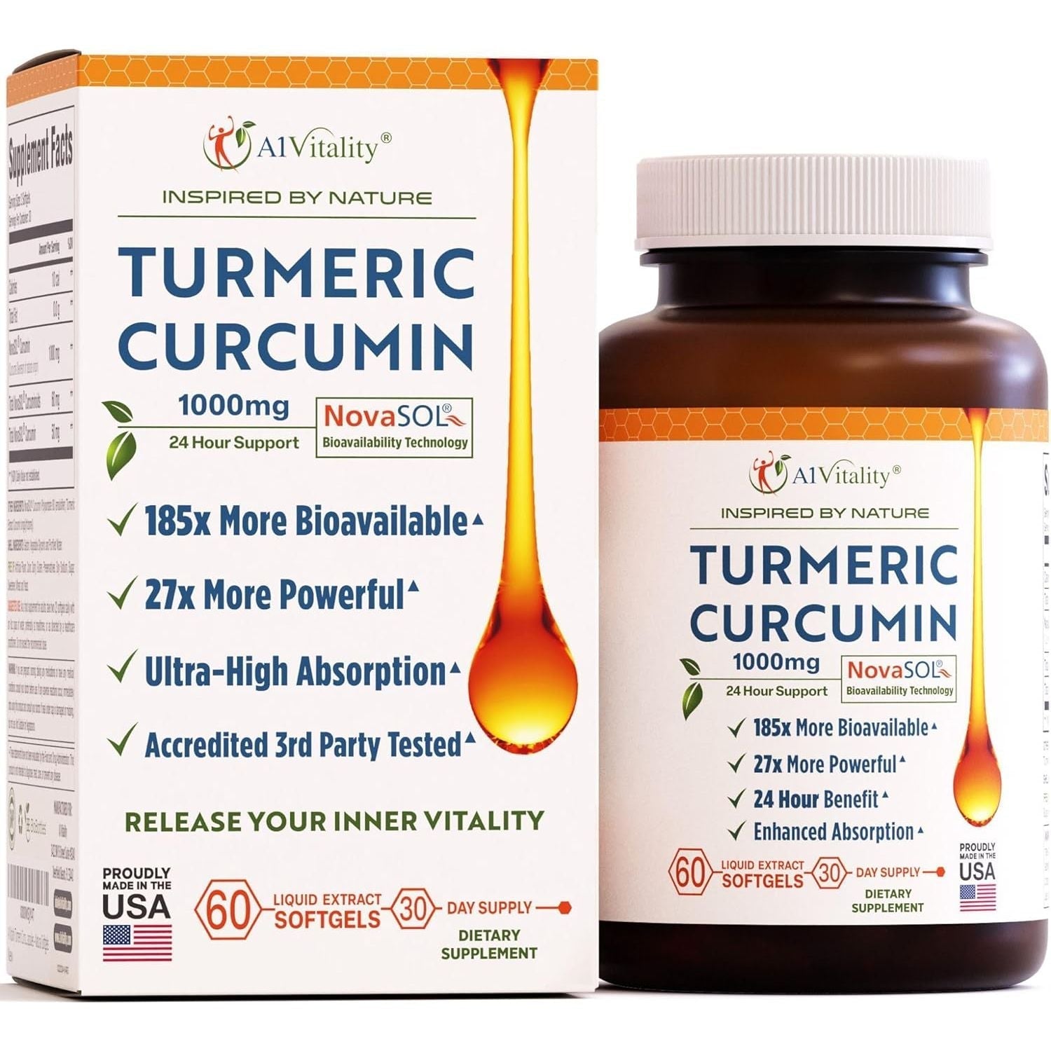 Turmeric Curcumin Novasol 1000Mg for Joint Support - 185X Bioavailable than Standard Curcumin