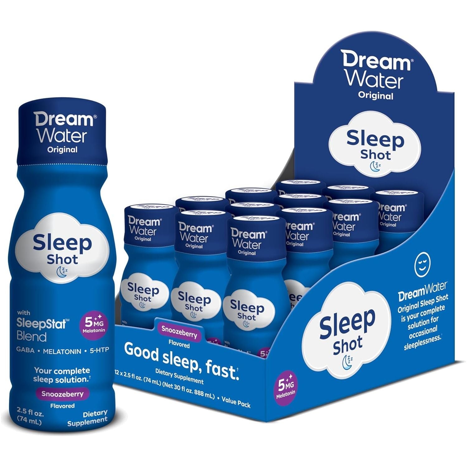 Dream Water Sleep Aid Supplement Drink : Melatonin 5Mg, GABA, 5-HTP, Zero Sugar