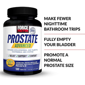 FORCE FACTOR Prostate Advanced, Health Supplement for Reducing Nighttime Bathroom Trips, 180 Tablets
