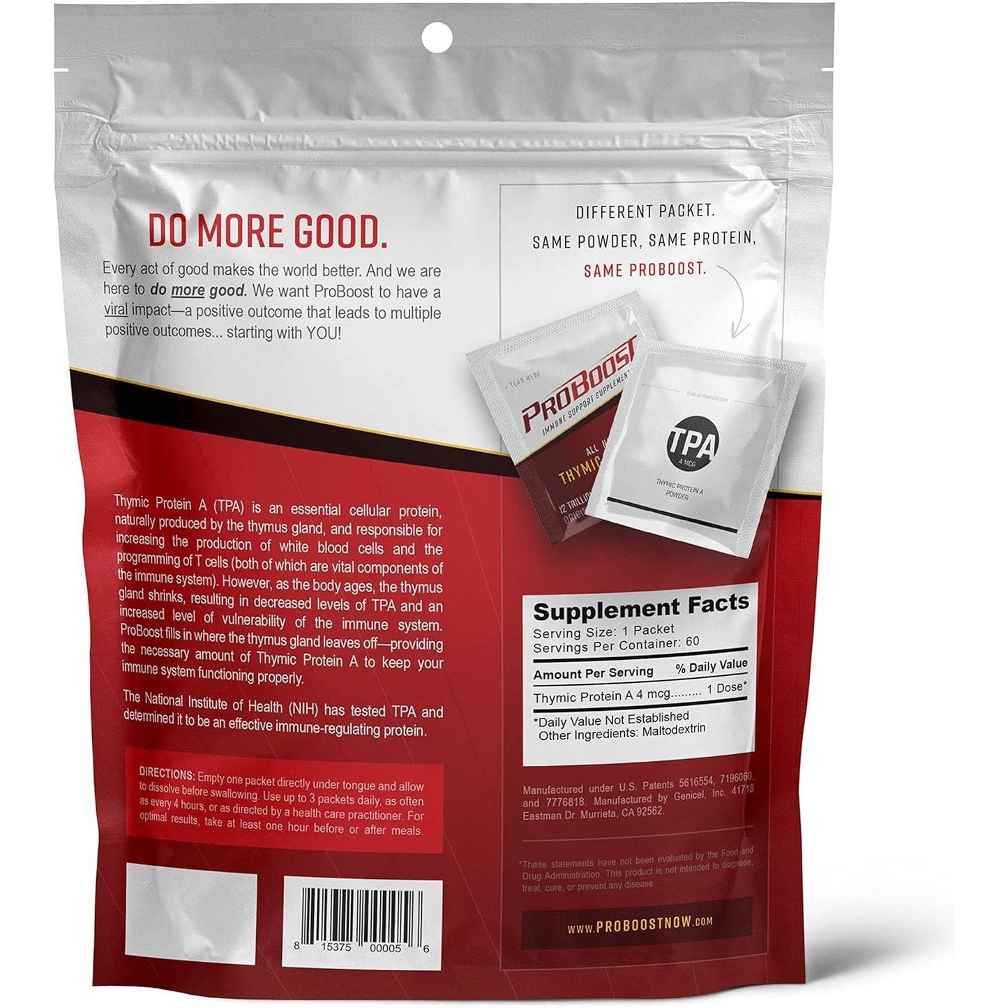 4 Mcg Thymic Protein a (TPA) Powder - Immune Regulation and Support Supplement - 60 Packets