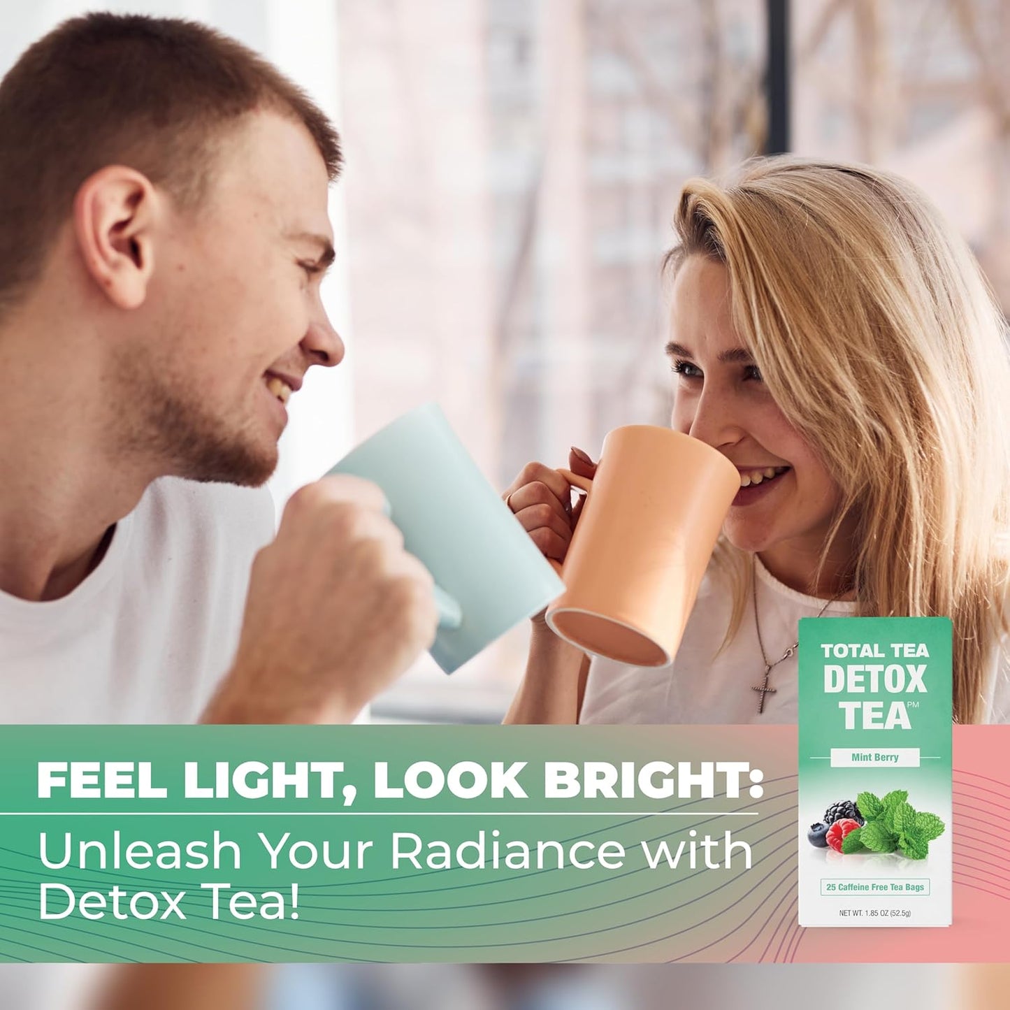 Total Tea Slimming Detox Tea for a Healthy Weight Support - Caffeine Free (25-Pack Mint)