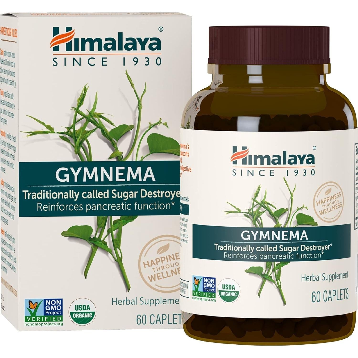 Himalaya Organic Gymnema Sylvestre Herbal Supplement USDA Certified Organic, Non-Gmo, 700 Mg, 60 Plant-Based Caplets