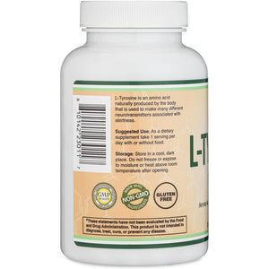 L-Tyrosine 1,000Mg per Serving, 120 Veggie Capsules (L Tyrosine Supplement for Memory, Attention, and Focus) by Double Wood.